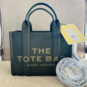 NWT (Forest) Marc Jacobs Leather The Tote Bag Small Authentic